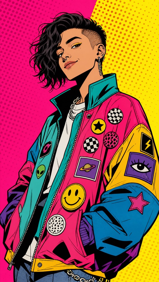 Pop-art portrait of a non-binary student